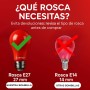DM TECH Luz Roja Nocturna Melatonina E27 - Bombilla Terapia Roja para Dormir - Tecnología Flicker Free + 0% Luz Azul + Rosca