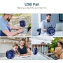 EasyAcc Ventilador Portátil USB Silencioso, Mini Ventiladores de Mesa con 3 Velocidades, 360 ° Rotación Vertical, Pequeño