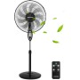 Aigostar Ventilador de Pie Silencioso, 9 Aspas, Mando a Distancia, 3 Velocidades, 3 Modos, Temporizador 7,5 Horas, Oscilante