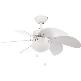 Orbegozo CP 15076 B - Ventilador de techo con luz, 6 aspas de madera, silencioso, 3 velocidades de ventilación, 80 cm de