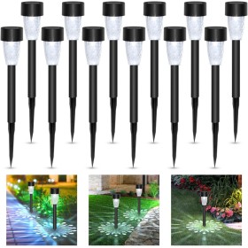 Aigostar- Luz Solares Exterior Jardin, Luz Fría 6500K, IP44 Impermeable, Luces LED Solar de Césped Exterior Jardin para Terraza,