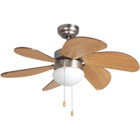 Orbegozo CP 15075N Ventilador de techo con luz, 3 velocidades, 6 aspas de madera, Sistema de ventilación reversible, 50 W