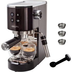 Krups Cafetera Espresso bomba Virtuoso Essential, 15 Bares de Presión, Boquilla de Vapor Dual, Thermoblock, Cuchara Medidora y