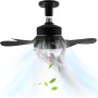 Ventilador de Casquillo con Luz LED, Ventilador de Techo con Base E27, 5 Palas, Motor DC 6 Velocidades Regulable, 6000K, ideal