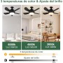 Ventilador de Casquillo con Luz LED, Ventilador de Techo con Base E27, 5 Palas, Motor DC 6 Velocidades Regulable, 6000K, ideal
