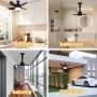 Ventilador de Casquillo con Luz LED, Ventilador de Techo con Base E27, 5 Palas, Motor DC 6 Velocidades Regulable, 6000K, ideal