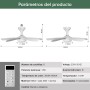 Ventilador de Casquillo con Luz LED, Ventilador de Techo con Base E27, 5 Palas, Motor DC 6 Velocidades Regulable, 6000K, ideal
