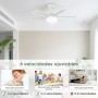 Ventilador de Casquillo con Luz LED, Ventilador de Techo con Base E27, 5 Palas, Motor DC 6 Velocidades Regulable, 6000K, ideal