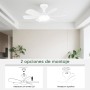 Ventilador de Casquillo con Luz LED, Ventilador de Techo con Base E27, 5 Palas, Motor DC 6 Velocidades Regulable, 6000K, ideal