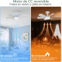 Ventilador de Casquillo con Luz LED, Ventilador de Techo con Base E27, 5 Palas, Motor DC 6 Velocidades Regulable, 6000K, ideal