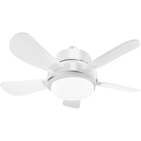 Ventilador de Casquillo con Luz LED, Ventilador de Techo con Base E27, 5 Palas, Motor DC 6 Velocidades Regulable, 6000K, ideal