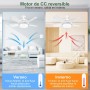 Ventilador de Casquillo con Luz LED, Ventilador de Techo con Base E27, 5 Palas, Motor DC 6 Velocidades Regulable, 6000K, ideal