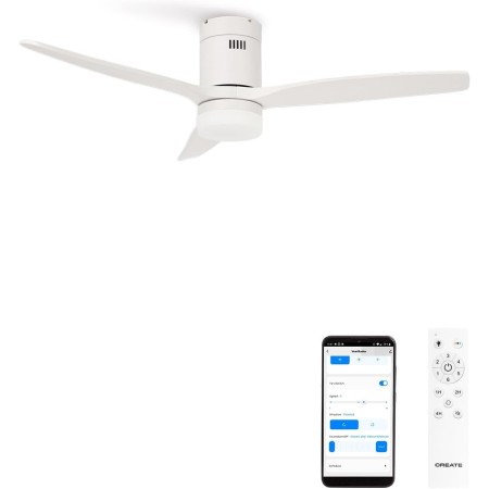 CREATE / WINDCALM/Ventilador de techo ABS con luz blanco con Wifi y mando / 40W, Silencioso, Ø132 cm, 6 velocidades, 3