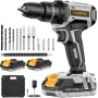 JYGMPRO Taladro Percutor a Bateria 21V, Taladro Atornillador Bateria con 2x2.0Ah Baterías, Atornillador Electrico 42Nm, 25+3