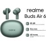 realme Air 6 Auriculares True inalámbricos, controladores de bajo profundo 12,4 mm, 50 dB Cancelación activa dirigida del ruido,
