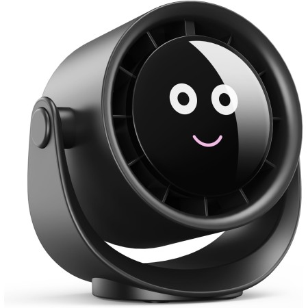 Ventilador Portátil de Mesa, Mini Ventiladores de USB Recargable, Rotación de 360 Grados, 5 Velocidades con Pantalla LED,