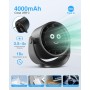 Ventilador Portátil de Mesa, Mini Ventiladores de USB Recargable, Rotación de 360 Grados, 5 Velocidades con Pantalla LED,