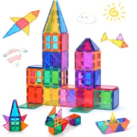 Katiago Bloques Magnéticos Niños 42 Piezas 3D Juguetes de Construcciones Magneticas Niños Stem Creatividad Juguetes Educativos