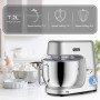 Homlee Batidora Amasadora 2000W Bajo Ruido Amasadora de Pan,con Bol de Acero inoxidable de 7.2 L,Amasador,Batidor,Varillas y