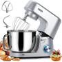 Homlee Batidora Amasadora 2000W Bajo Ruido Amasadora de Pan,con Bol de Acero inoxidable de 7.2 L,Amasador,Batidor,Varillas y