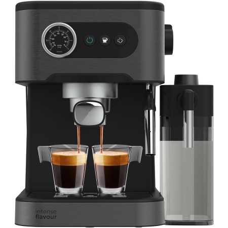 Cecotec Cafetera Express Manual Power Espresso 20. 850 W, Presión 20 Bares, Depósito de 1,6L, Brazo Doble Salida, Vaporizador,