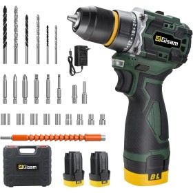 Gisam 16.8V Destornillador Electrico, 2 En 1 Taladro Atornillador Batería, Max 50Nm Atornillador Electrico Kit con 2 x 2000mAh