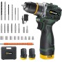 Gisam 16.8V Destornillador Electrico, 2 En 1 Taladro Atornillador Batería, Max 50Nm Atornillador Electrico Kit con 2 x 2000mAh