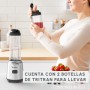 Moulinex Blend&Go - Batidora de vaso de 300 W, con jarra de 1,3 L y botella de plástico de 750 ml, 4 cuchillas extraíbles,
