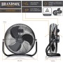 Brandson - Ventilador estilo retro - Ventiladoresde mesa - ventilador de suelo 30cm - alto flujo de aire - inclinable - negro