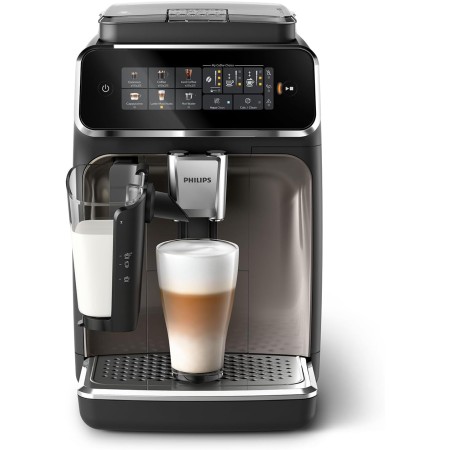 PHILIPS Serie 3300 Cafetera Superautomática - Sistema de leche LatteGo, 6 tipos de cafe, pantalla táctil, SilentBrew, Molinillo