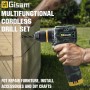 Gisam 16.8V Destornillador Electrico, 2 En 1 Taladro Atornillador Batería, Max 50Nm Atornillador Electrico Kit con 2 x 2000mAh