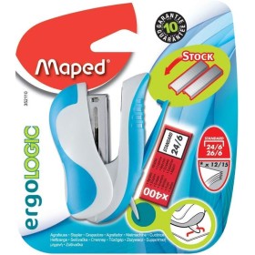 Maped - Grapadora de Oficina - Ergologic Mini 26/6 - Grapadora Manual - Zona de Apoyo Blanda - Compatible con Grapas 24/6 y 26/6