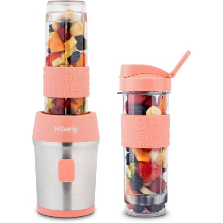 H.Koenig Mini batidora Smoothie maker Compacto 570mL SMOO9 Sin BPA Potente 300W, Batidora de Smoothie 2 Botellas Portátiles, 4