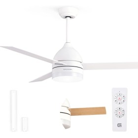 Grunkel - Ventilador de Techo con luz LED y aspas instalación reversibles blanco y madera - SKYECO-42 - Mando a distancia. 6