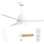 Grunkel - Ventilador de Techo con luz LED y aspas instalación reversibles blanco y madera - SKYECO-42 - Mando a distancia. 6