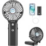 HandFan 5200 mAh Mini ventilador portátil USB limpiable, ventilador de batería recargable batería móvil Power, 5 velocidades,