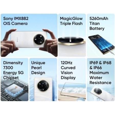 realme 14 Pro+ Smartphone 5g, 8 +256GB, Exclusivo de Amazon,Batería 5260 mAh, Cámara Sony 3X Periscópica con OIS,Diseño Que