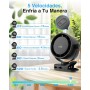 Ventilador Portátil de Clip, Mini Ventiladores de USB Recargable, Rotación de 720 Grados, 5 Velocidades con Pantalla LED,