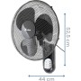 ARDES Ventilador de Pared con 3 Aspas Rotatorias de 40cm Telemando a Distancia Oscilación Automática Temporizador Regulable y 3