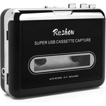Reshow Reproductor de Cassette - Reproductor de Cinta Portable Captura Audio Música MP3 vía USB - Compatible con Windows y Mac –