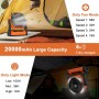 Ventilador de camping con linterna LED recargable 20000mAh Ventilador de tienda de campaña al aire libre con luz y gancho