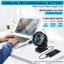 ELZO Ventiladores de sobremesa, Camping USB 12000mAh Silencioso Portátil Personal Recargable Ventilador de Mesa con 3