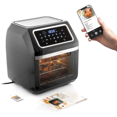 InnovaGoods® Freidora de aire sin Aceite 12L, 1800W con con 8 Accesorios,10 programas, pantalla táctil, temporizador, Horno Aire