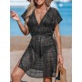 CUPSHE Vestido, Cuello en V, Cintura elástica, Juego de Tapa de Manga Corta, Vestido de Longitud Media. para Mujer