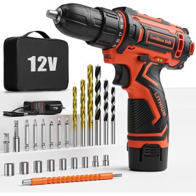 FAHEFANA Destornillador Electrico 12V, Taladro Atornillador Batería con Bolso de Mano, Accesorios 25 Piezas, Mini Taladro con