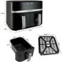 Russell Hobbs freidora de aire, freidora sin aceite, doble cesta 9 l, Air Fryer, ruido reducido, 9 programas, Rapid Air, máx.