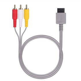 AUTOUTLET Cable De AV Wii U / 6 pies Will, 1.8M Composite Retro 3 RCA Plateado en Oro Cable Estándar de Audio y Video AV para