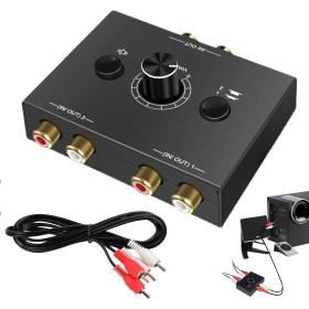 Huybaa Adaptador de Audio Estéreo de RCA Bidireccional Convertidor de Audio de L -R con Botón de Volumen Divisor de Audio con