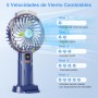 Ventilador Pulverizador de Mano, Mini Ventiladores de USB Recargable, 5 Velocidades con Pantalla LED, Base Desmontable, Potente