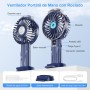 Ventilador Pulverizador de Mano, Mini Ventiladores de USB Recargable, 5 Velocidades con Pantalla LED, Base Desmontable, Potente